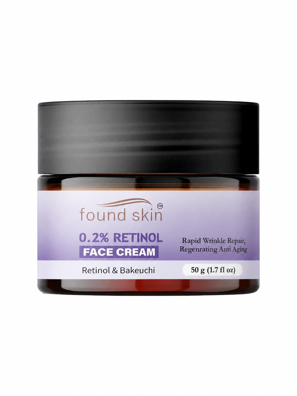 Found Skin 0.2% Retinol Face Cream with Bakuchiol for Daily Skin Care | Lightweight Moisturizing Formula for Smooth Looking Skin | 50g
