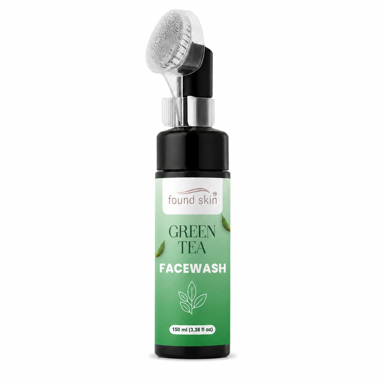 Found Skin Green Tea Face Wash with Built-in Silicone Brush | Deep Cleansing Oil Control Face Cleanser for Acne, Blackheads & Pimples | Hydrating & Refreshing Skincare for Oily Skin | 150ml