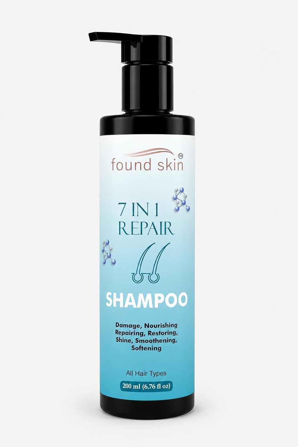 Found Skin 7 in 1 Repair Shampoo for Dry, Damaged & Dull Strands | Nourishing Daily Cleanser for Smooth & Healthy-Looking Hair 200ml
