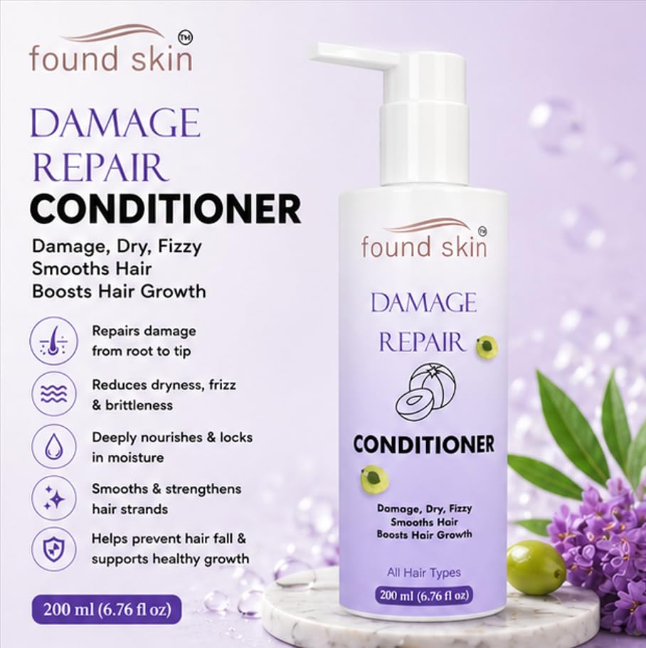 Found Skin Damage Repair Formula Nourishing Daily Conditioner for Dry, Frizzy & Weak Strands for Smooth & Manageable Hair 200ml