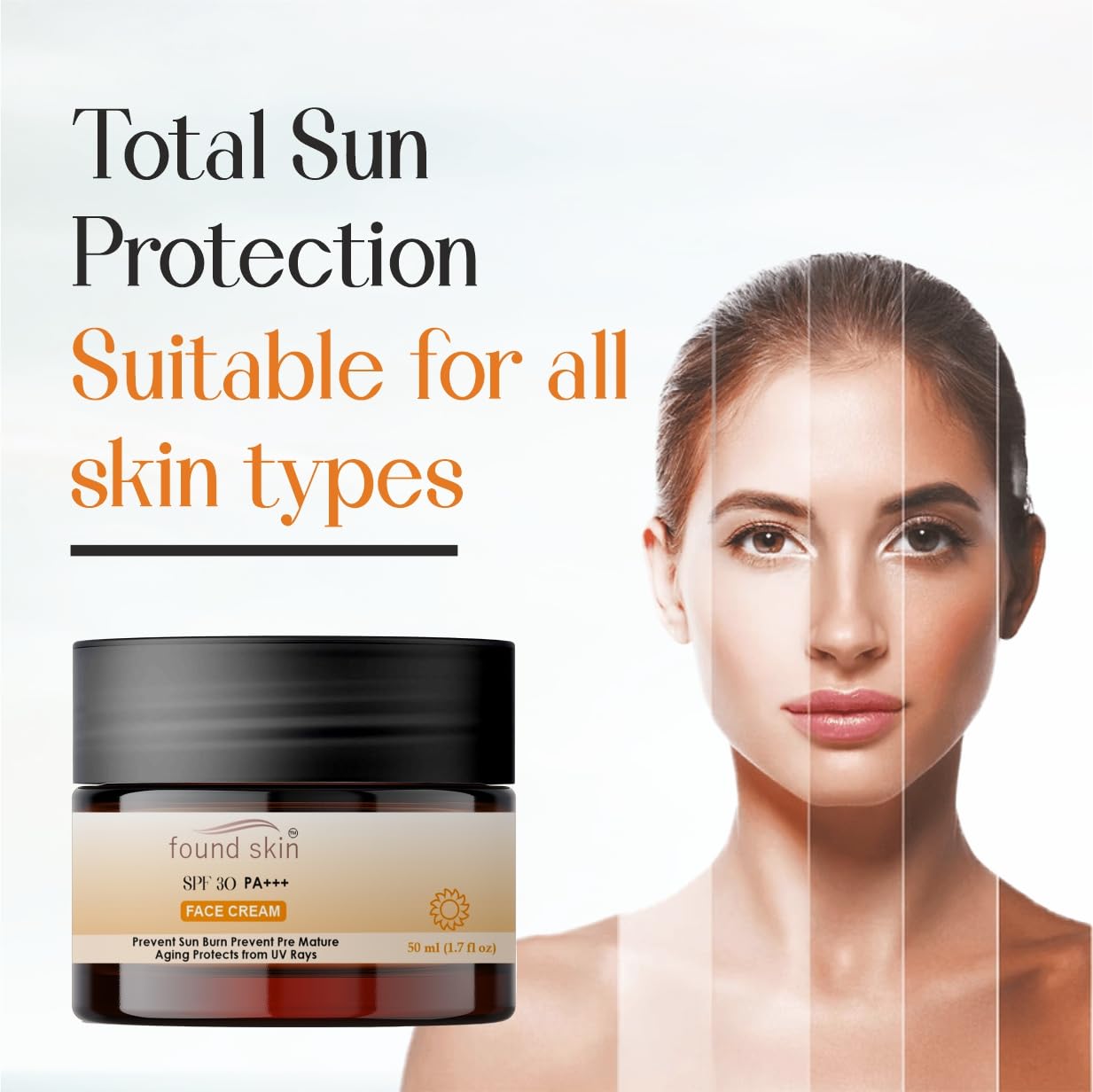 Found Skin Face Cream with SPF 30 PA+++ | Brightening & Skin Rejuvenation Cream | Oil-Free Hydration Formula | Daily Moisturizer for All Skin Types | 50 ml