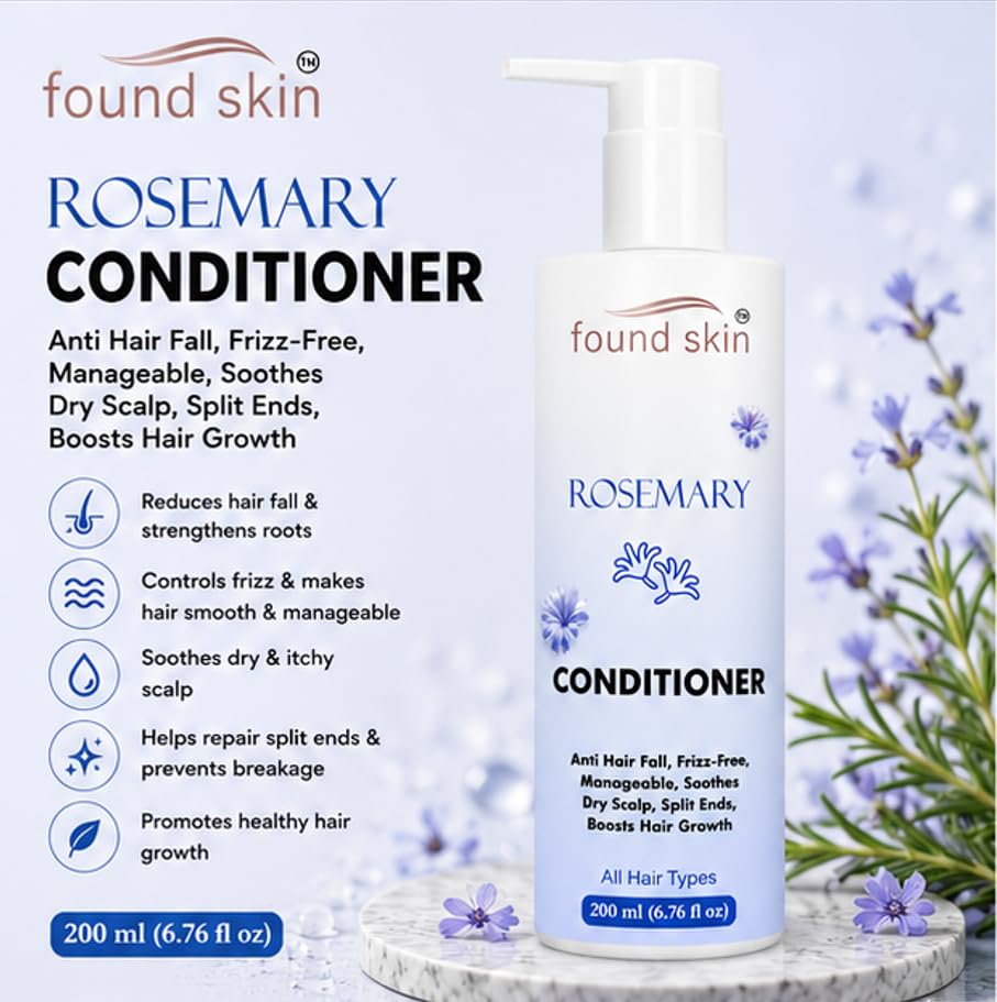 Found Skin Rosemary Nourishing Conditioner for Dry Scalp & Frizz Control | Smooth & Manageable Daily Use for All Hair Types 200ml