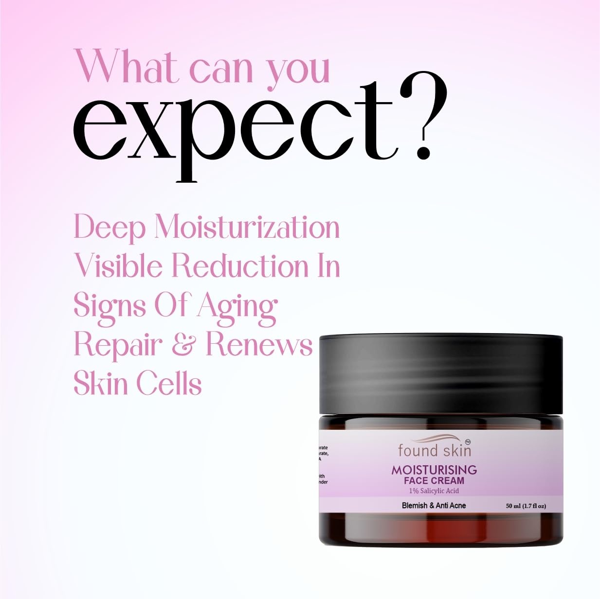Found Skin Brightening Face Cream for Glowing Skin - 50ml | Oil-Free Moisturizer for Skin Rejuvenation & Hydration | Non-Sticky, Daily Use Day & Night Cream for All Skin Types