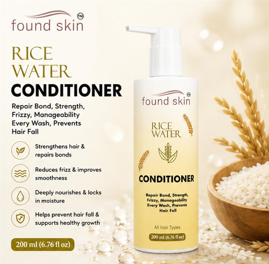 Found Skin Rice Water Formula for Dry, Frizzy & Weak Strands | Nourishing Daily Conditioner for Smooth & Manageable Hair 200ml